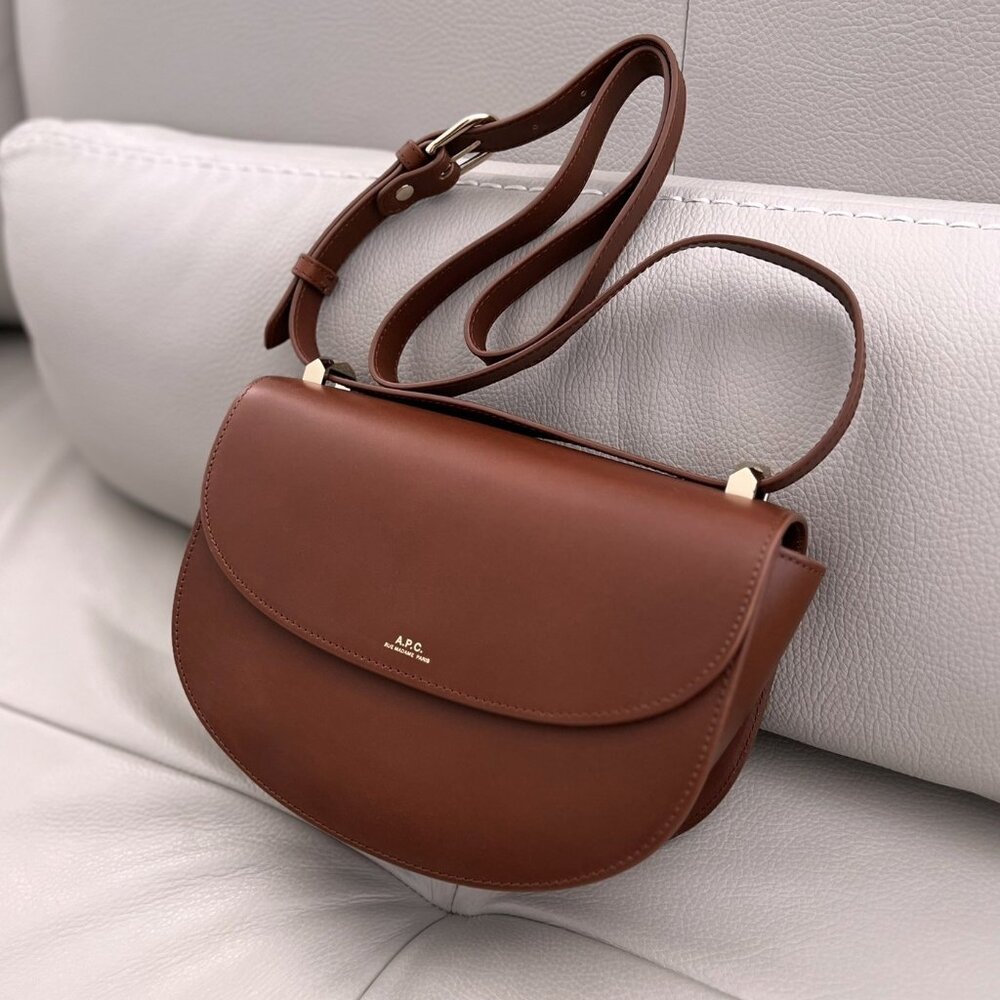 A.P.C. Brown Leather Saddle Crossbody Bag
